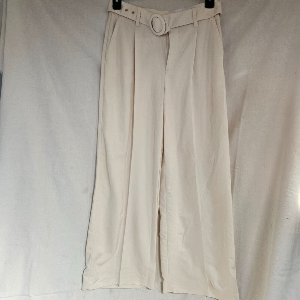 Women's House of Harlow 1960 Belted Ivory Dress Pants Wide Leg Size 4